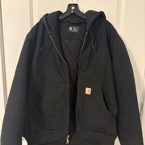 Carhartt Black Hooded Zip Jacket with Gold Zipper